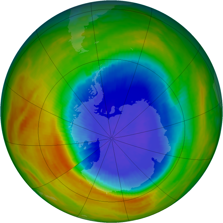 Antarctic ozone map for 05 October 1986